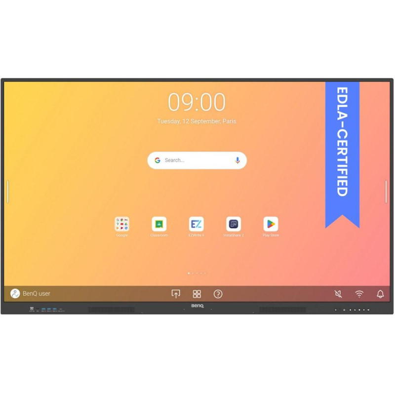 BENQ dotykový panel 75" RE7504A/ UHD 4K/8GB I 64GB /provoz 18/7/ HDMI/DP/ USB-C/LAN/ Android 14/40 dotykových bodů