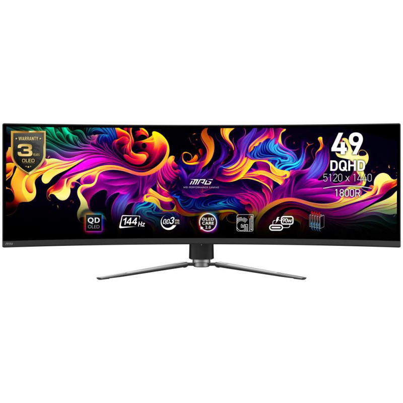 MSI Gaming MPG 491CQP QD-OLED/ 49"/ 5120x1440/ OLED/ 0,03ms/ 144Hz/ 250cd/m2/ 1500000:1/ HDMI/ DP/ USB/ VESA/černý