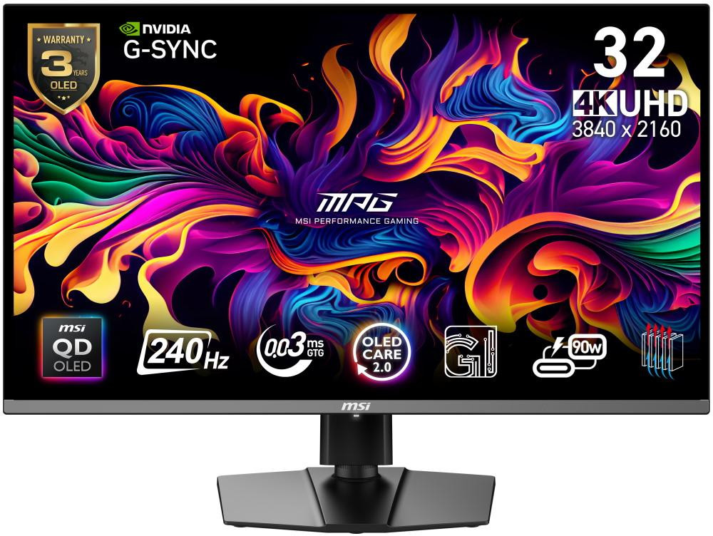 MSI Gaming MPG 321URX QD-OLED/ 31,5"/ 3840x2160 / OLED/ 0,03ms/ 240Hz/ 250cd/m2/ 1500000:1/ HDMI/ DP/ VESA/ USB/čierny