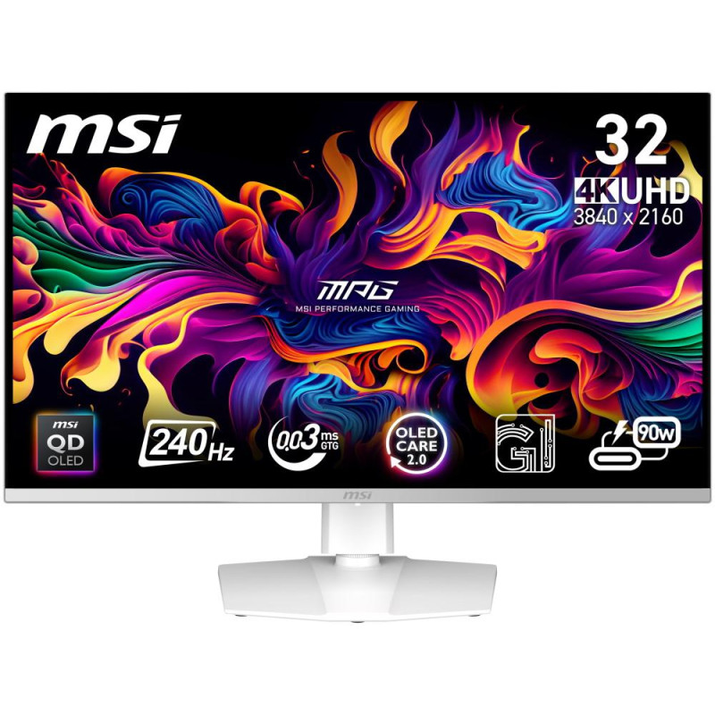 MSI Gaming MPG 321URXW QD-OLED/ 31,5"/ 3840x2160 / OLED/ 0,03ms/ 240Hz/ 250cd/m2/ 1500000:1/ HDMI/ DP/ VESA/ USB/bílý