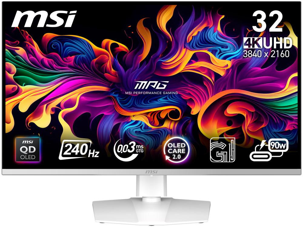 MSI Gaming MPG 321URXW QD-OLED/ 31,5"/ 3840x2160 / OLED/ 0,03ms/ 240Hz/ 250cd/m2/ 1500000:1/ HDMI/ DP/ VESA/ USB/biely