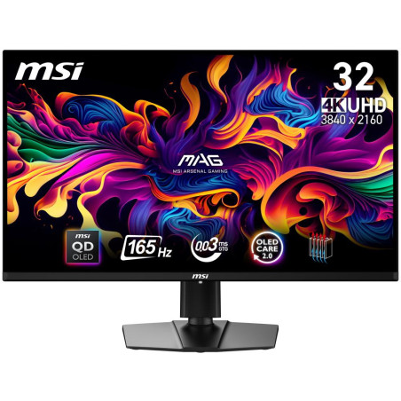 MSI Gaming MAG 321UP QD-OLED/ 31,5"/ 3840x2160 / OLED/ 0,03ms/ 165Hz/ 250cd/m2/ 1500000:1/ HDMI/ DP/ VESA/ černý