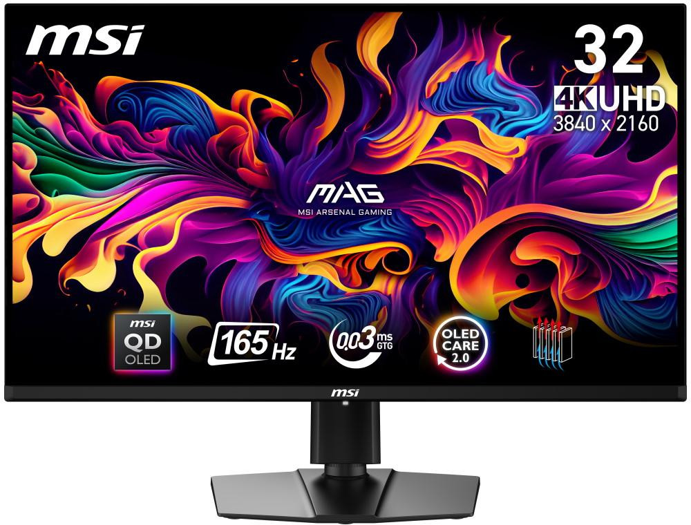 MSI Gaming MAG 321UP QD-OLED/ 31,5"/ 3840x2160 / OLED/ 0,03ms/ 165Hz/ 250cd/m2/ 1500000:1/ HDMI/ DP/ VESA/ čierny