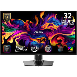 MSI Gaming MAG 322UP QD-OLED E16/ 31,5"/ 3840x2160 / OLED/ 0,03ms/ 165Hz/ 250cd/m2/ 1500000:1/ HDMI/ DP/ VESA/ černý