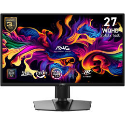 MSI Gaming MAG 272QP QD-OLED X24/ 26,5"/ 2560x1440/ OLED/ 0,03ms/ 240Hz/ 200cd/m2/ 1500000:1/ HDMI/ DP/ VESA/ černý