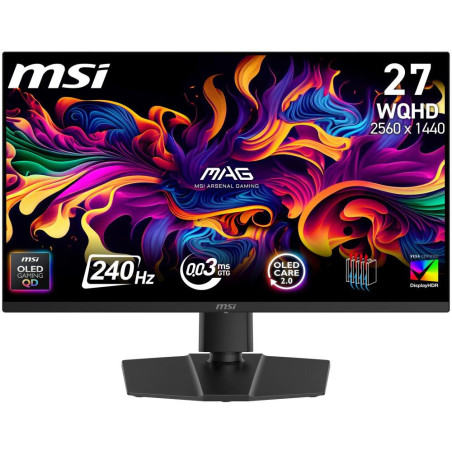 MSI Gaming MAG 273QP QD-OLED X24/ 26,5"/ 2560x1440/ OLED/ 0,03ms/ 240Hz/ 250cd/m2/ 1500000:1/ HDMI/ DP/ VESA/ černý