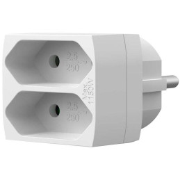 NEDIS síťový rozbočovač/ 2x zásuvka typu C (bez kolíku)/ 250 V AC 50/60 Hz/ 2,5 A/ 1100 W/ bílý