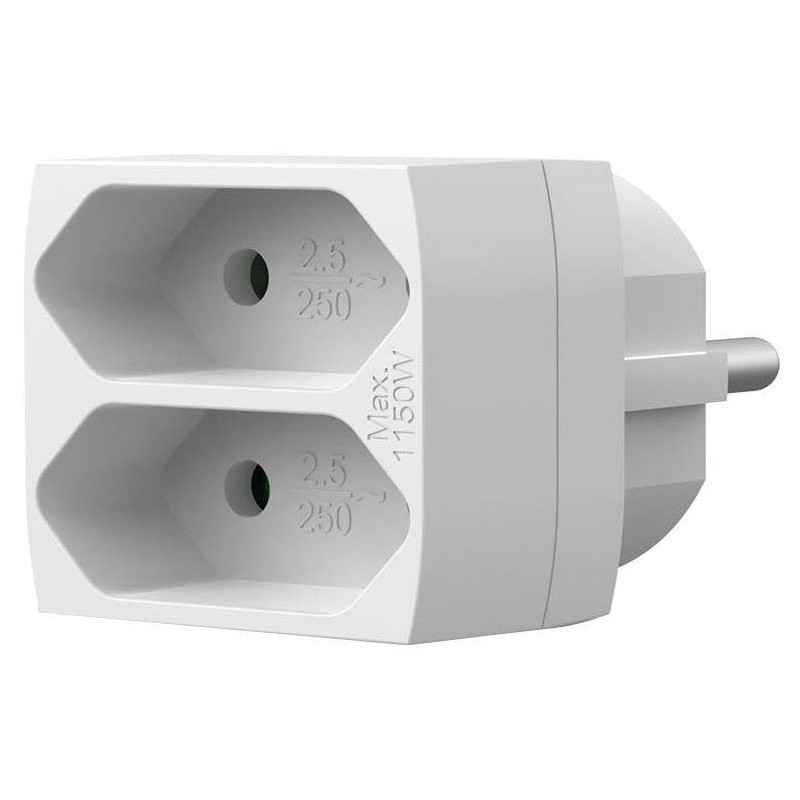 NEDIS síťový rozbočovač/ 2x zásuvka typu C (bez kolíku)/ 250 V AC 50/60 Hz/ 2,5 A/ 1100 W/ bílý