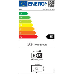 MSI Gaming MAG 322URDF E16/ 31.5"/ 3840x2160 / IPS/ 0,5ms/ 160Hz/ 400cd/m2/ 1000:1/ HDMI/ DP/ USB/ VESA/ černý