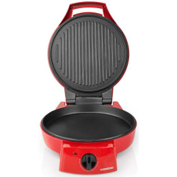 NEDIS Melissa pec na pizzu a gril/ 3 nastavení teploty/ velikost grilovací desky 30cm/ spotřeba 1800 W/ červená (hliník)