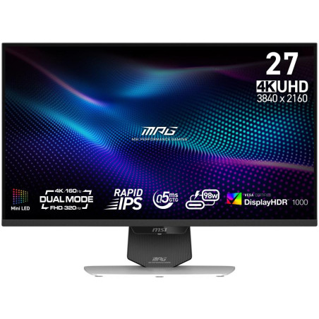 MSI Gaming MPG 274URDFW E16M/ 27"/ 3840x2160 / IPS/ 0,5ms/ 160Hz/ 400cd/m2/ 1000:1/ HDMI/ DP/ VESA/ černý