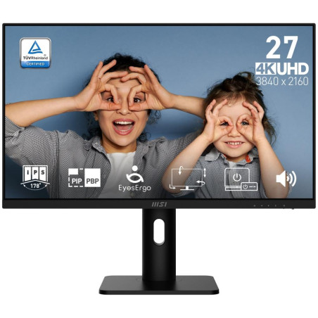 MSI PRO MP273UP E6/ 27"/ 3840x2160 / IPS/ 4ms/ 60Hz/ 300cd/m2/ 1000:1/ HDMI/ DP/ VESA/ černý