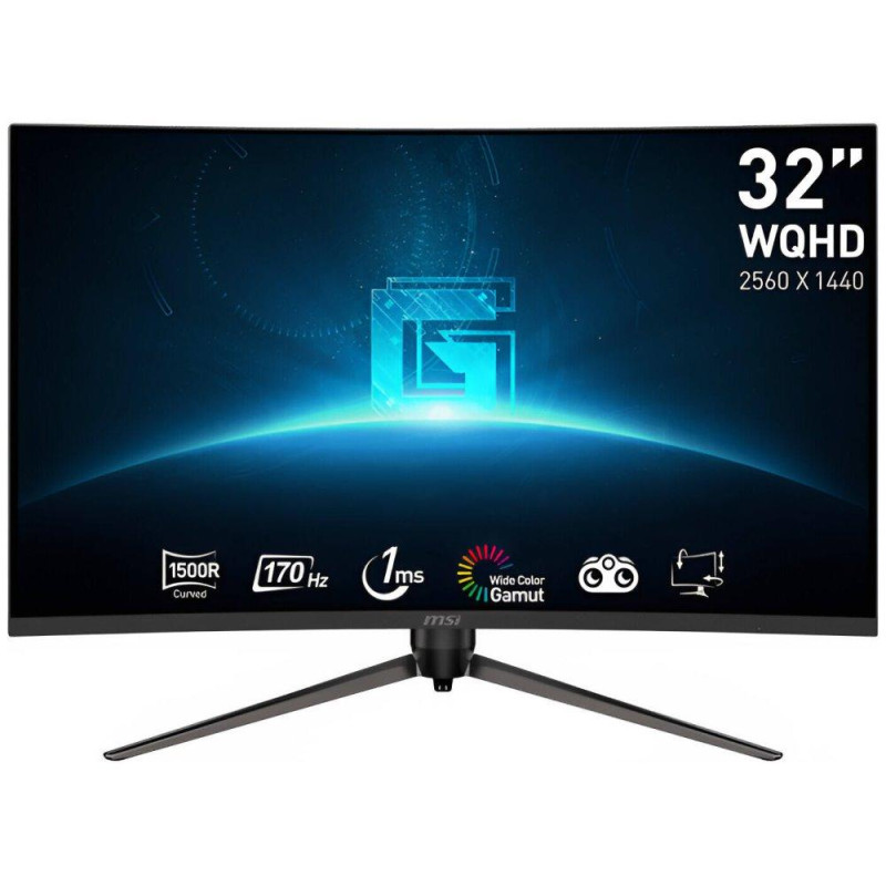 MSI Gaming G32CQ5P/ 31,5"/ 2560x1440/ VA/ 1ms/ 170Hz/ 250cd/m2/ 3000:1/ HDMI/ DP/ VESA/ černý