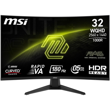 MSI Gaming MAG 325CQF/ 31,5"/ 2560x1440/ VA/ 0,5ms/ 180Hz/ 300cd/m2/ 3500:1/ HDMI/ DP/ VESA/ černý