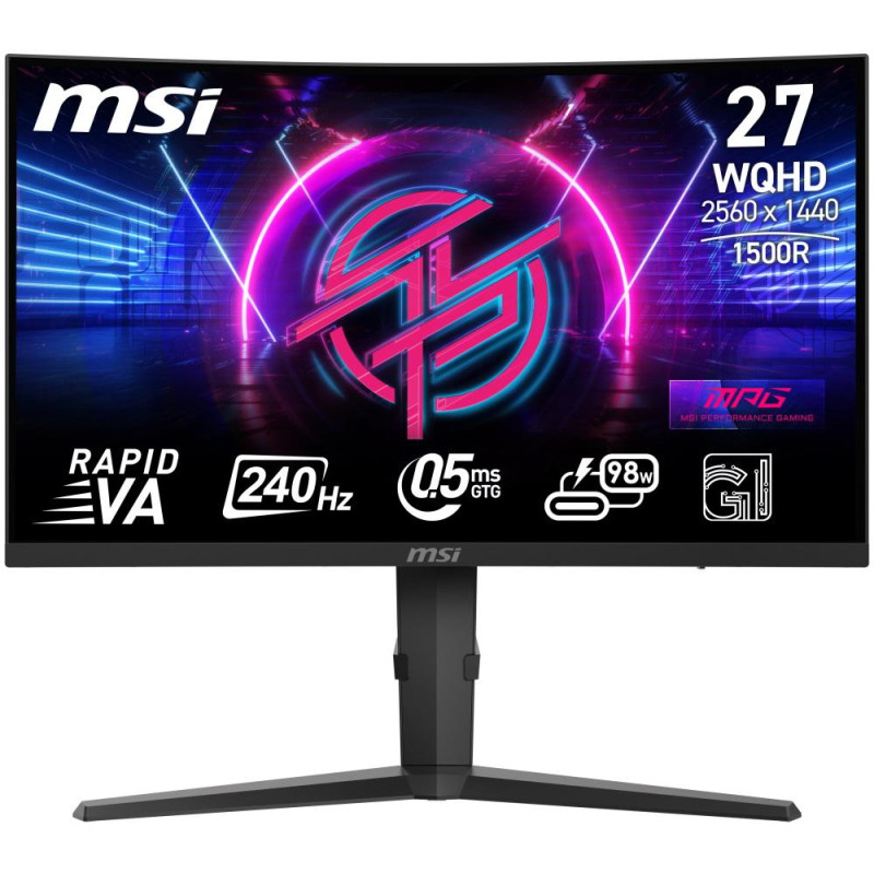 MSI Gaming MPG 275CQRXF/ 27"/ 2560x1440/ VA/ 0,5ms/ 240Hz/ 400cd/m2/ 4000:1/ HDMI/ DP/ USB/ VESA/ černý