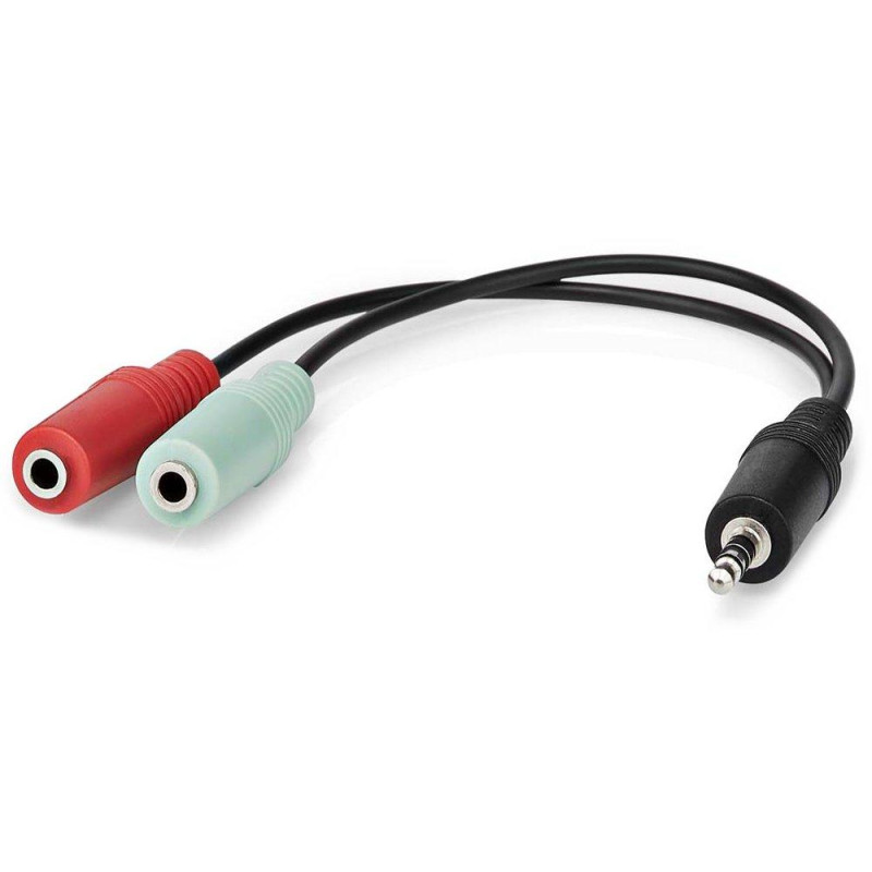NEDIS redukce pro headsety/ zástrčka 3,5mm jack - 2x zásuvka 3,5 mm jack/ černá/ box/ 20cm