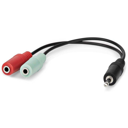 NEDIS redukce pro headsety/ zástrčka 3,5mm jack - 2x zásuvka 3,5 mm jack/ černá/ box/ 20cm