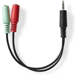 NEDIS redukce pro headsety/ zástrčka 3,5mm jack - 2x zásuvka 3,5 mm jack/ černá/ box/ 20cm