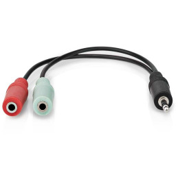 NEDIS redukce pro headsety/ zástrčka 3,5mm jack - 2x zásuvka 3,5 mm jack/ černá/ box/ 20cm