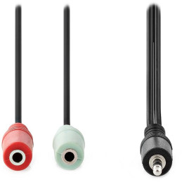 NEDIS redukce pro headsety/ zástrčka 3,5mm jack - 2x zásuvka 3,5 mm jack/ černá/ box/ 20cm
