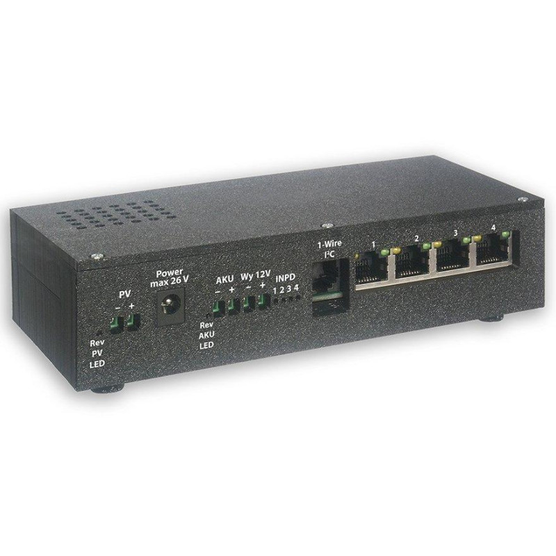 TINYCONTROL 4portový PoE přepínač s provozem na fotovoltaický panel a baterii