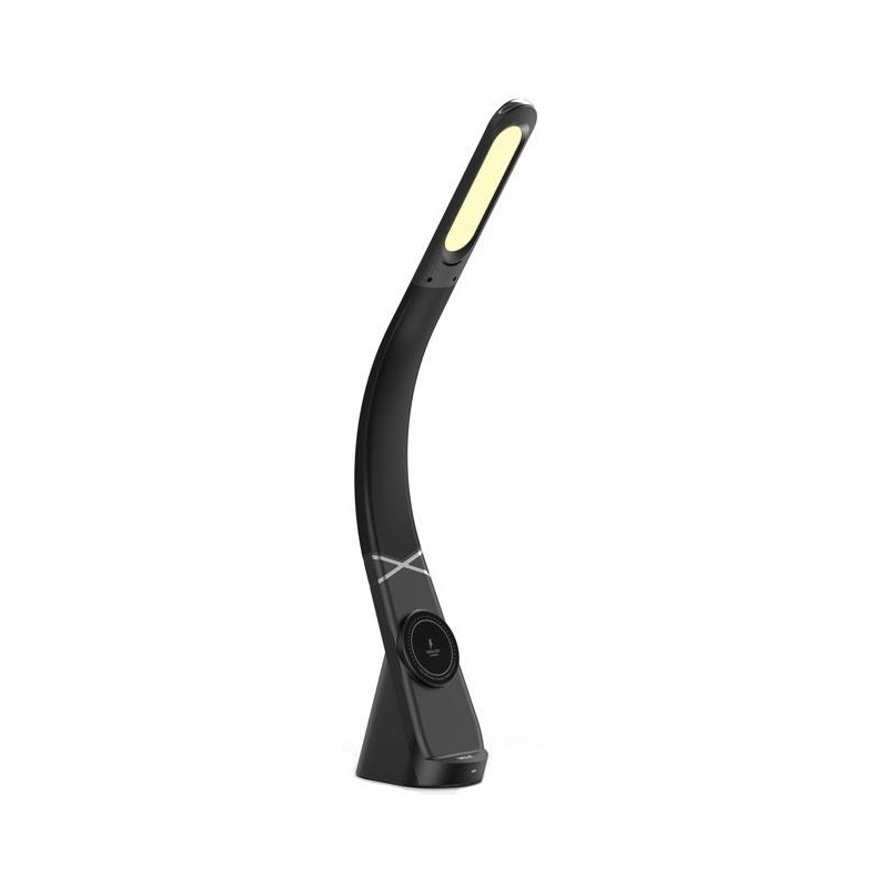 IMMAX LED stolní lampička MAGIC/ magnetické Qi nabíjení/ ohebný krk/ 12,5W/ 9V/2,22A/ 320lm/ USB-C/ černá