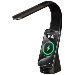 IMMAX LED stolní lampička MAGIC/ magnetické Qi nabíjení/ ohebný krk/ 12,5W/ 9V/2,22A/ 320lm/ USB-C/ černá