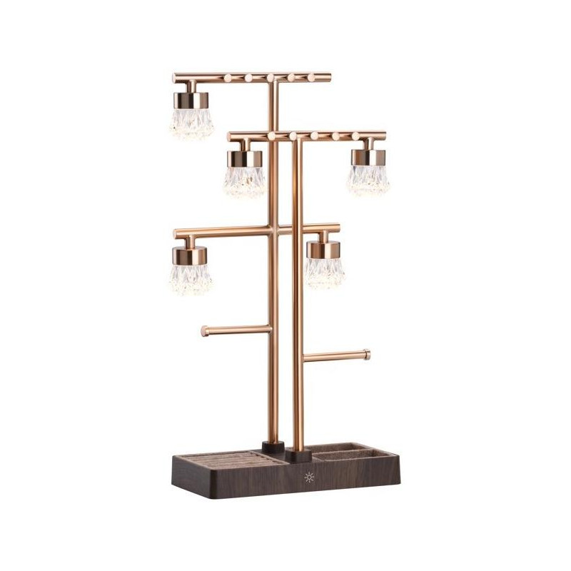 IMMAX LED dekorativní lampička 2v1 LUMITREE/ organizér na šperky/ 1,5W/ 5V/1A/ 3000K/ USB-C/ růžové zlato
