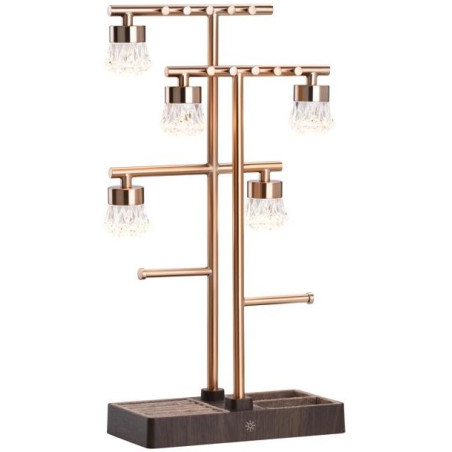 IMMAX LED dekorativní lampička 2v1 LUMITREE/ organizér na šperky/ 1,5W/ 5V/1A/ 3000K/ USB-C/ růžové zlato