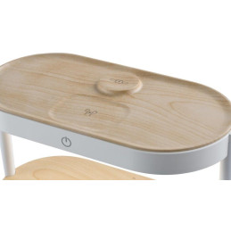 IMMAX LED budík TRIPLE DOCK/ 3v1 bezdrátové nabíjení/ 20W/ 9V/2,22A/ AC 220-230V/ 30lm/ USB-C/ bílý (světlé dřevo)