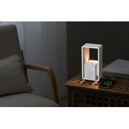 IMMAX LED budík CALM/ relaxační zvuky/ 18W/ vstup 12V/1,5A/ výstup 10W (5V/2A)/ 3000K/ USB/ bílý