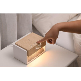 IMMAX LED budík DECENT/ bezdrátové nabíjení/ bílý šum/ 20W/ vstup 9V/2,22/12V/1,67A (PD 20W)/ 30lm/ USB-C/ hnědo-bílý