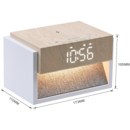 IMMAX LED budík DECENT/ bezdrátové nabíjení/ bílý šum/ 20W/ vstup 9V/2,22/12V/1,67A (PD 20W)/ 30lm/ USB-C/ hnědo-bílý