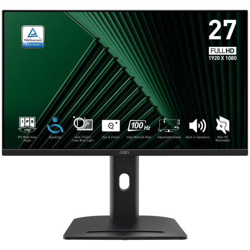 MSI PRO MP275PG/ 27"/ 1920x1080/ IPS/ 4ms/ 100Hz/ 300cd/m2/ 1000:1/ HDMI/ DP/ VESA/ černý