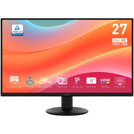 MSI PRO MP272L/ 27"/ 1920x1080/ IPS/ 1ms/ 100Hz/ 250cd/m2/ 1300:1/ HDMI/ DP/ VESA/ černý