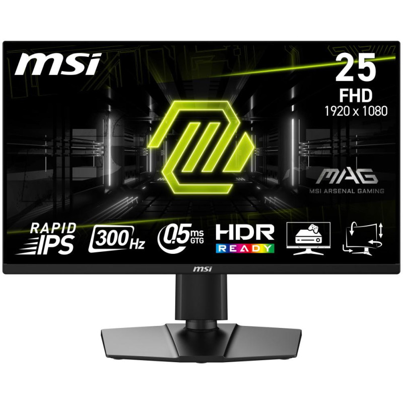 MSI Gaming MAG 255PXF/ 25"/ 1920x1080/ IPS/ 0,5ms/ 300Hz/ 250cd/m2/ 1000:1/ HDMI/ DP/ VESA/ černý