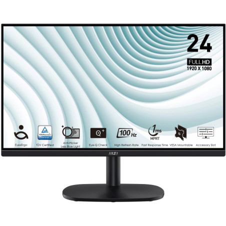 MSI PRO MP245V/ 24"/ 1920x1080/ VA/ 4ms/ 100Hz/ 300cd/m2/ 4000:1/ HDMI/ VESA/ černý