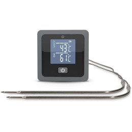 NEDIS chytrý bezdrátový teploměr na maso/ Bluetooth/ 2 sondy/ 0 - 300 °C/ 2x AAA/LR03/ Android/ iOS/ černo-šedý