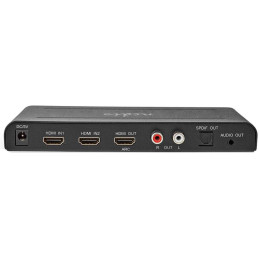NEDIS HDMI extraktor/ 2x HDMI vstup/ TosLink zásvuka/ 1x 3.5 mm/ 1x HDMI výstup/ 2x RCA/ 4K@60Hz/ 18 Gbps/ kov/ antracit