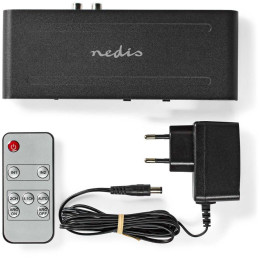 NEDIS HDMI extraktor/ 2x HDMI vstup/ TosLink zásvuka/ 1x 3.5 mm/ 1x HDMI výstup/ 2x RCA/ 4K@60Hz/ 18 Gbps/ kov/ antracit