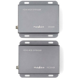 NEDIS HDMI extender/ přes Cat6/ do 50 m/ 4K@30Hz/ 10.2 Gbps/ funkce IR return/ kov/ antracit