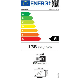OPRAVENÉ - SAMSUNG SMART LED TV 75"/ UE75U8072/ 4K Ultra HD 3840x2160/ DVB-T2/S2/C/ H.265/HEVC/ 3xHDMI/ 1xUSB/ Wi-Fi/ LA...