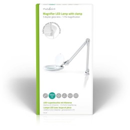NEDIS zvětšovací stolní LED lampa/ čočka 3 dioptrie/ spotřeba 9 W/ teplota 6500 K/ světelný tok 720 lm/ bílá