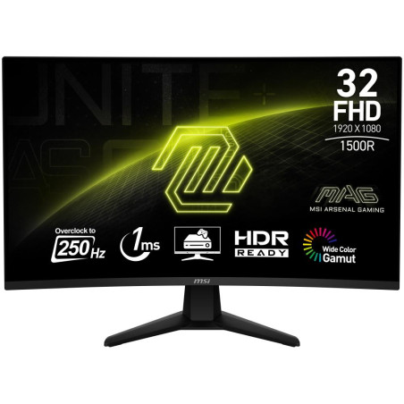MSI Gaming MAG 32C6X/ 31,5"/ 1920x1080/ VA/ 4ms/ 250Hz/ 250cd/m2/ 3000:1/ HDMI/ DP/ VESA/ černý