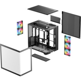 DEEPCOOL skříň CG590U 5F / ATX / 5x120mm ARGB fan / USB3.0 / USB-C / zaoblené sklo /  černá