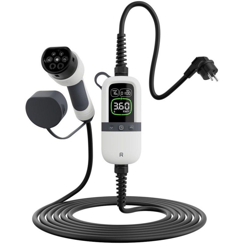 EVSE AC přenosná, jednofázová nabíječka pro elektromobily, pro domácnosti, 3.6kW, 230 V, 6m kabel s konektorem T2