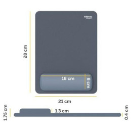 FELLOWES podložka pod myš a zápěstí BREYTA XL/ 210mm x 280mm x 18mm/ šedá