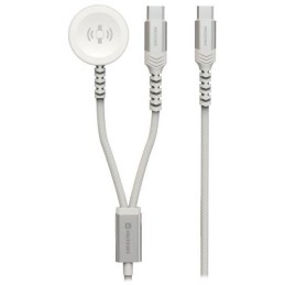Swissten opletený magnetický kabel 2v1 pro apple watch a usb-c, usb-c 1.2 m bílý