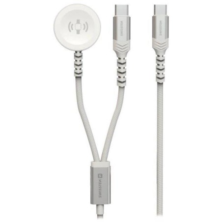 Swissten opletený magnetický kabel 2v1 pro apple watch a usb-c, usb-c 1.2 m bílý