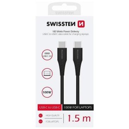 Swissten datový kabel tpe usb-c/usb-c power delivery 5a (100w) 1,5 m černý